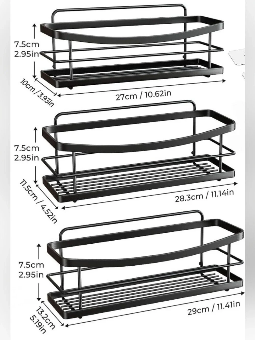 ODesign Shower Caddy Storage with Removable 4 Hooks Shower Shelf Basket